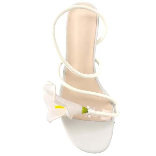 Image of Flower High Heels for Women Calla Lily Open Toe Floral Stilettos Heels Sexy Strappy Heeled Sandals Wedding Birthday Dressy