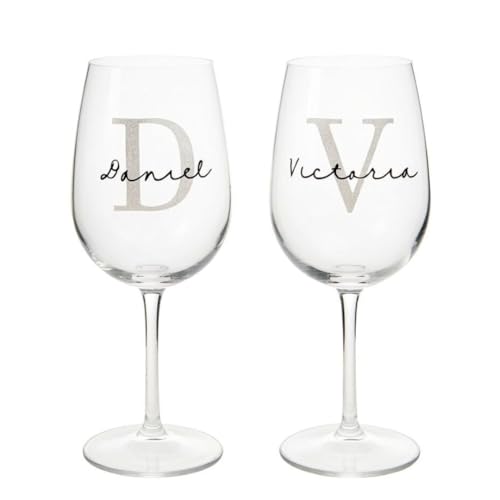 Imagen de Pack 2 Copas de Vino Personalizadas Copas Grabadas para Novios Pack de Copas de Cristal Regalos Originales para Parejas