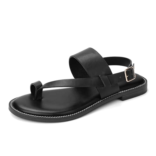 Luffymomo Women's Thong Flat Sandals Adjustable Ankle Buckle Summer Sandal Casual Open Toe Fisherman Shoes