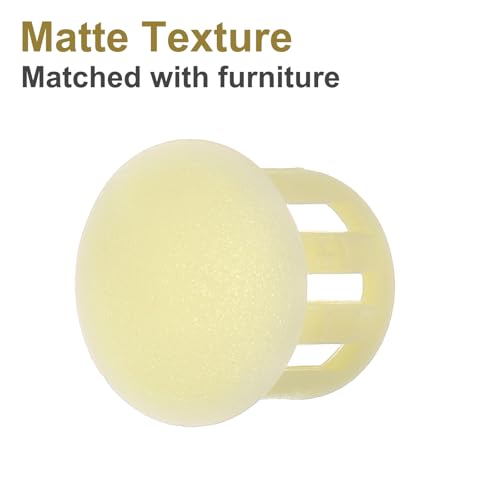 Image of MECCANIXITY 64PCS 10mm((3 /8 inch) Beige Plastic Hole Plugs, Flush Type Panel Hole Plugs Insert End Caps for Locking Hole Tubes Furniture Cabinet