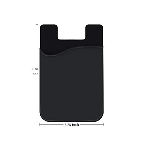 Huo Zao Cell Phone Credit Card Holder, Silicone Phone Wallet With Adhesive Stick-On Fits Apple Iphone Ipad Samsung Galaxy Android Smartphones Table Refrigerator Door (Black Color - 10 Pack) #TOP4