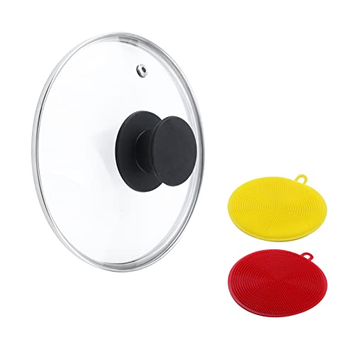 Hevstil Universal Lid For Pots, Pans And Skillets,6.5Inch /17Cm Clear Glass Pot Lid With Heat Resistant Silicone Handle Glass Replacement Lid For Frying Pan, Frying Pans,Pan Lid, Cast Iron, Crockpot #TOP3