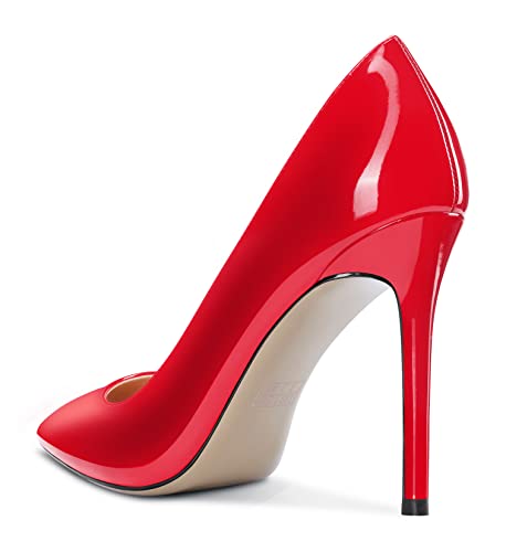 Aachcol Women Stiletto Pumps Close Pointed Toe High Heel Slip-on Dress Shoes Office Classic 4 Inches3