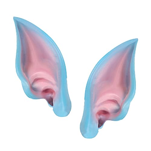 Yiju Latex Elf Ear Elven Ears Masquerade Carnival Cosplay Accessories Halloween Live Broadcast Props Dress up Costume Fake Ear Elven Vampire Ears, Blue