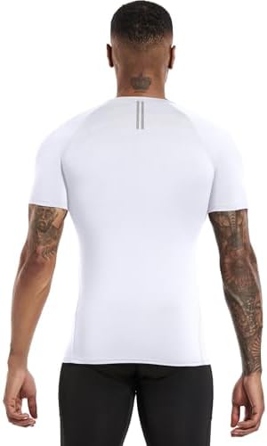 Holure Men's Compression Shirts Short Sleeve Workout Running T-Shirt Tops Cool Dry Base Layer Athletic Undershirt Black/Grey/White 3P02-M - 1