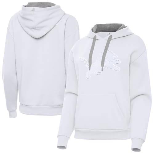 Antigua Women's White Detroit Lions Victory Pullover Hoodie