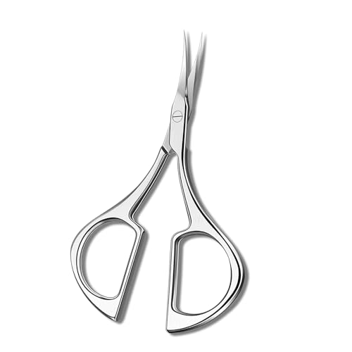 Nail Scissors - Cuticle Scissors 3.6 Inch Fine Tip Eyebrow Scissors Curved, Multi-Purpose Stainless Steel Grooming Tool for Nail, Eyebrow, Eyelash Care