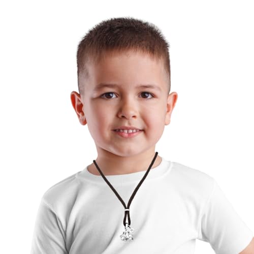 Colar Trator Infantil Prateado no Paracord Marrom