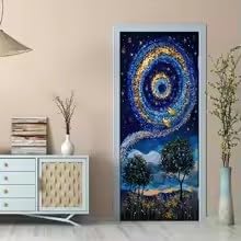 Gwiaździste niebo Feniks Naklejki na drzwi Kreatywny wir Złota Folia Dekoracyjne Naklejki Salon Sypialnia Plakat (60 x 120 cm/bez ramki)