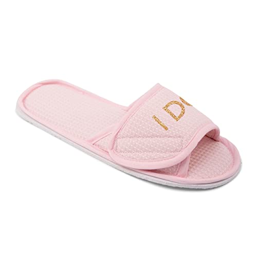 WEDDINGSTAR Customizable Women's Cotton Waffle Spa Slippers Blush Pink2