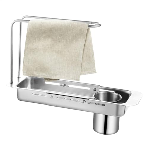 WYLFYJP Escurridor De Cuenco Compacto - Cesta De Drenaje Delgada Expandible, Escurridor De Fregadero Expandible, Escurridor De Acero Ajustable, Organizador De Cocina sobre El Fregadero con Asa