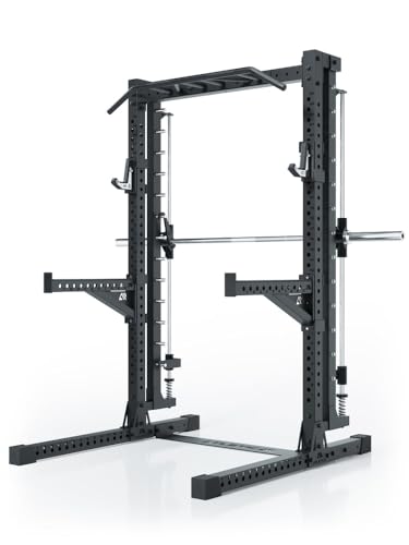 Atletica R7 Saber | Rack à squat avec multipresse | Rack à squat avec station Smith intégrée/multipresse. Station de soulevement de poids en haltères et station de soulevement de poids mortel