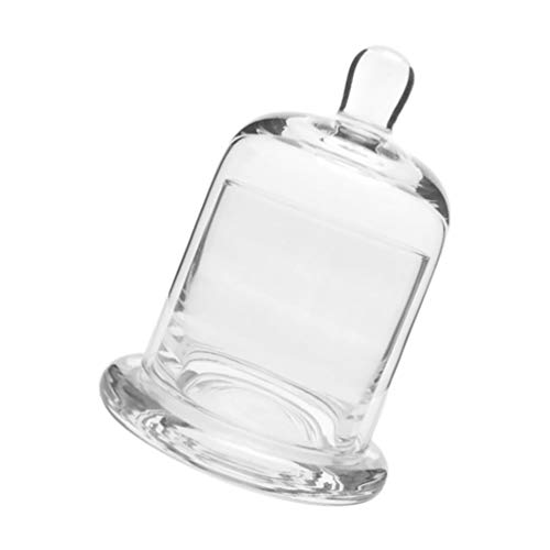 Cabilock Glass Dome with Base Mini Cake Stand Glass Candle Cup Display Dome Cloche Clear Glass Bell Jar Cover for Candle Holder Dessert Cheese Candy Plants Succulents