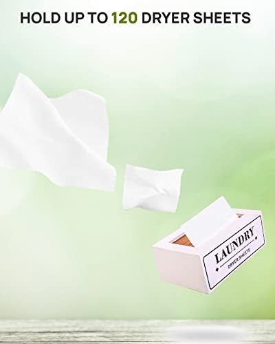 Dryer Sheet Holder Dispenser Container, Space Saving Laundry Room Organization and Storage, Farmhouse Decor, Fabric Softener Dispenser Containers, White