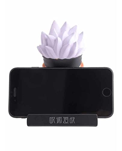 Image of Awestuffs Phone Holder Bobblehead Action Figure for Car Dashboard, Office Desk & Study Table (Pack of 1) (Satoru Gojo Sitting)