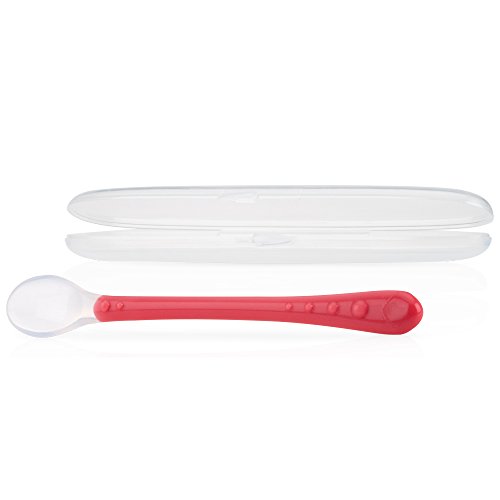 Nuby ID5556PINK - Cuchara larga de silicona, color rosa