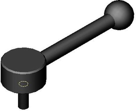 Kipp KHE-100 Steel Low Profile/Straight Arm Adjustable Handle 4.53 Inch Long, M12 x 1.75 x 40 thd.