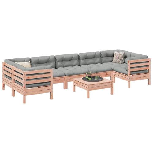 Gecheer Muebles de Jardin,Sofa Jardin Exterior,Muebles terraza y Jardin,Sofás Patio,Set de sofás jardín 8 pzas con Cojines Madera de Abeto Douglas M3#