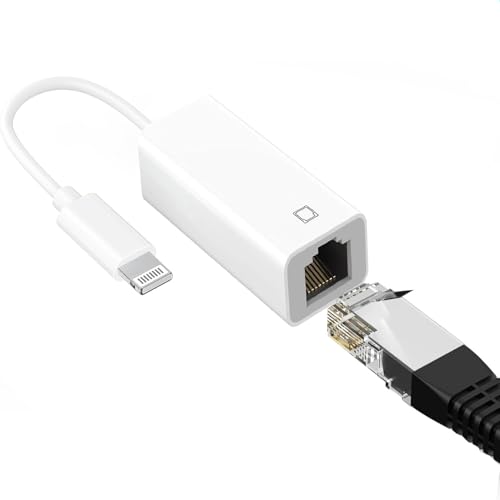 [Apple MFi certifié] Adaptateur Lightning à Ethernet, câble d'adaptateur réseau LAN Ethernet RJ45 avec connecteur à 8 Broches Compatible avec iPhone...