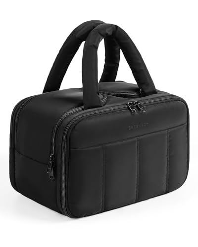 BAGSMART kulturbeutel Damen, Reise Kosmetiktasche Groß Kulturtasche zum Aufhängen für Frauen, Makeup Taschen Organizer mit Griff für Reisen, wasserdichte Waschtasche, Schwarz