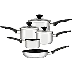 Sartenes Prestige Prestige Everyday-Juego de Cacerola y sartén (5 Unidades), Acero Inoxidable, Plateado, Set of 5 with Milkpan, 5