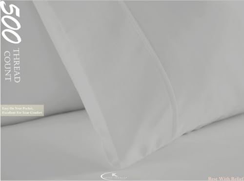 Image of Single Size Fitted Sheet- Egyptian Cotton 500 Thread Count Hotel Luxury 1 Piece Single Fitted Bedsheet- Fit Mattress Up to 12 inch- Extra Soft, Wrinkle Free, Breathable Sheet- Light Grey