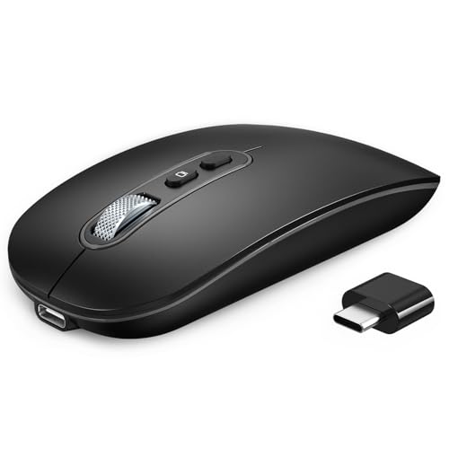 RaceGT USB C Wireless Mouse Rechargeable Dual-Mode Mouse(Type-c and Bluetooth) Silent Bluetooth Mice for MacBook Air/Pro Slim Portable Travel Mice for iPad Mac Laptop PC Computer