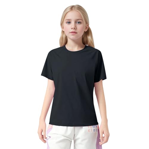 Camiseta para niños 128 camisetas de manga larga para niños, camisetas deportivas simples para correr, camisetas activas para niños o niñas camiseta bebé niño 80, Negro , 5-6 años