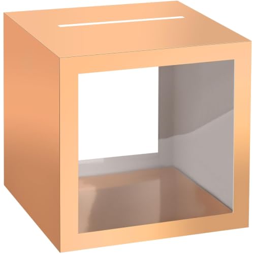 Image of Rose Gold Card Box Wedding Favors Gift Card Boxes Post Box Cardboard Receiving Money Box Holder for Wedding Reception, Baby Showers, Anniversary, Birthday Party, Retirement, Graduation Envelope Holder