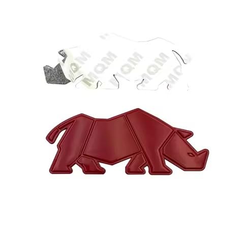 Image of VRT 3D Chrome Emblem Automotive Car, Bike Badges Logo Self Adhesive Sticker (Rhino, Red)