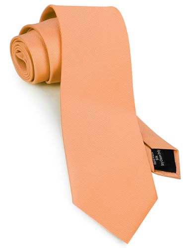GUSLESON Light Orange Tie for Men Classic Wedding Ties Silk Solid 8cm Business Necktie (0791-39)