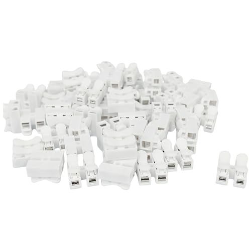 Image of Roboway 100Pcs CH2 Premium Spring Wire Connectors, Quick Spring Connector, Electrical Cable Clamp Terminal Block Connector, LED Strip Light Wire Connecting (Pack of 100 PCS)