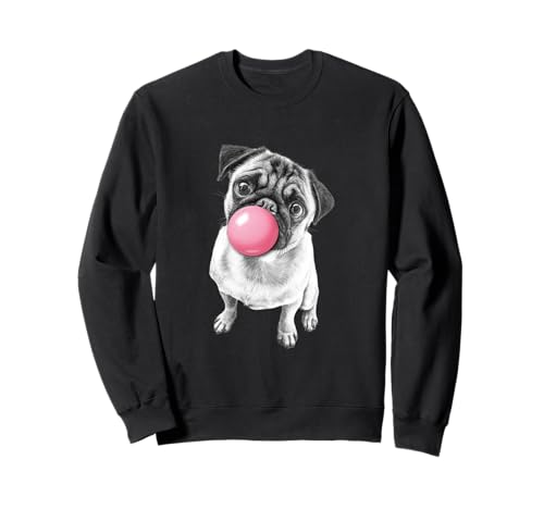 Funny Retro Kids Vintage Pink Bubble Gum Pug Dog Lover �g���[�i�[