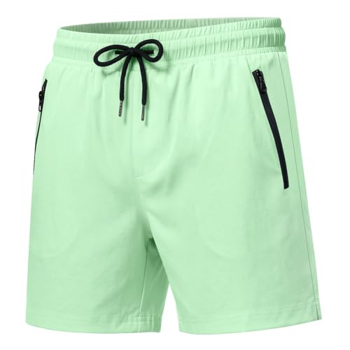 Image of Adiwo Men’s Swim Trunks Quick Dry, Beach Casual Shorts, Drawstring Waist Swimming Trunks, Surfing Quick-Drying Shorts with Zipper Pockets & Mesh Lining, Machine Washable, for Swimming, Surfing Cyan