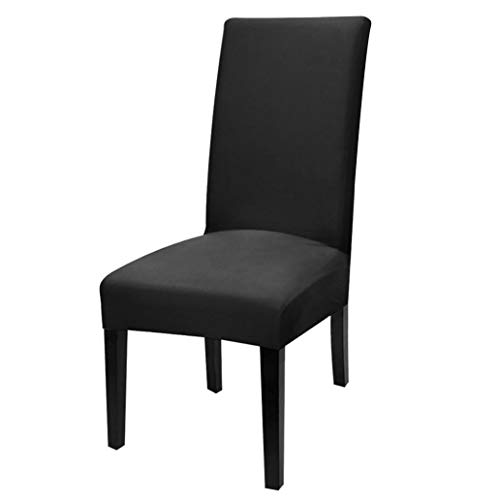 Dioxide Fundas para Sillas Pack de 4 Fundas Sillas Comedor, Fundas Elásticas Chair Covers Lavables Desmontables Cubiertas para Sillas Muy Fácil de Limpiar Duradera (Negro,4)
