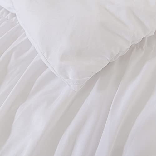 Leafax Queen Comforter Set Pleats- 3 Pieces Microfiber Bedding Set With 1 Comforter, 2 Pillow Shams Lightweight All-Season Bed Set - Queen, White #TOP5