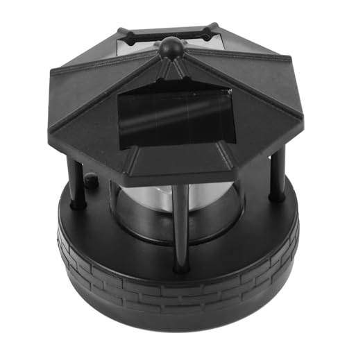 IWOWHERO Rotating Solar Lighthouse Light Illumination for Garden Decor Durable Solar Powered LED Outdoor Lighting for Patios and Lawns