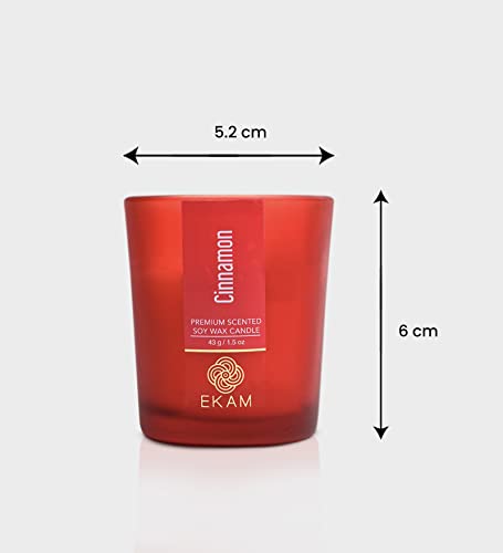 Image of EKAM Cinnamon Votive Soy Wax Scented Candle, 40 Grams, 10 Hours Burn Time| Long Lasting Premium Candles | Ideal for Home Decor | Gifting & Aromatherapy (Pack of 9)