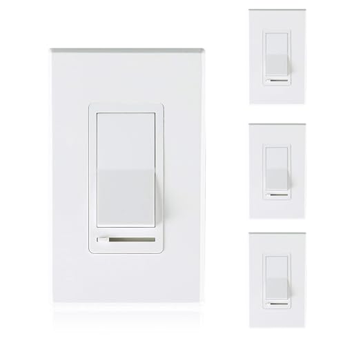 CLOUDY BAY 3-Way Single Pole Dimmer Switch (600W/incandescent, 150W LED) – Pack of 4