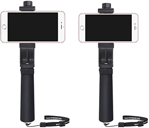 Ergonomic Anti-Falling Cell Phone Vlogging Hand Grip Stabilizer Smartphone Holder Rig Mount Video Kit W/ Safety Strap Portable Selfie Stick For Iphone Samsung (Landscape+Portrait)-Mic /Light Adapter #TOP5