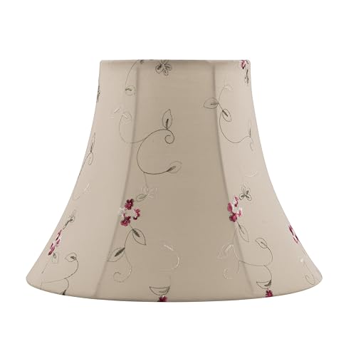 Image of Aspen Creative 30079 Transitional Bell Shape Spider Construction Lamp Shade in Apricot with Floral Design, 12 inch Wide (6 inch x 12 inch x 9 1 /2 inch)