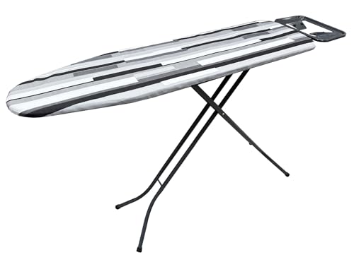 Tabla de Planchar | Altura Regulable | Funda Resistente de Algodón | Gran Superficie 105x30cm | Estructura para Plancha | Ligera Manejable | Patas Antideslizantes. (Black and White)