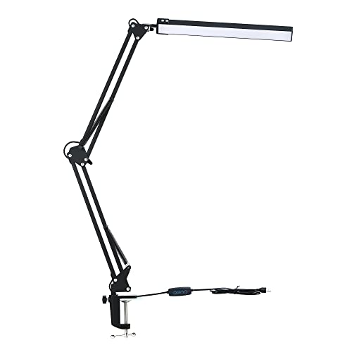 HERLLY LED Desk Lamp with Clamp,Eye-Caring Swing Arm Table Light for Work and Study,Architect Lamp with 3 Brightness Levels