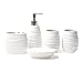 KUNYTLINN Pompy mydła zestaw dozowników mydła kreatywny ceramiczny dozownik mydła mycie kubek na szczoteczkę do zębów pojemnik na mydło łazienka pięcioczęściowy zestaw dozownik mydła do łazienki (kolor: Biały)