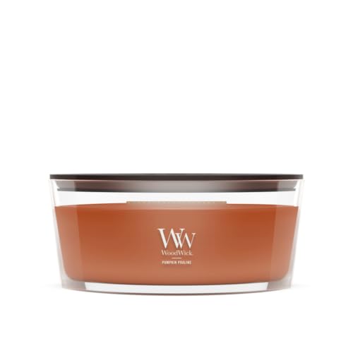 Image of WoodWick Pumpkin Praline Holiday Candle Gifts for Women and Men, 16 oz Ellipse Candle with Crackling Wick