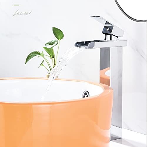 Robinet de salle de bain cascade haut pour vasque à poser moderne