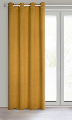 Eurofirany Carlo Schwer 340 g/m2 Blackout Vorhang mit Ösen 1 STK. Thermovorhang Blickdicht Wärmeisolierender Kälteschutz Verdunklungsgardine Abdunkeln Wohnzimmer Schlafzimmer 135x250 cm, Honig, 386927