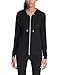 Calvin Klein Womens Ruched Long Sleeve Zip Front Hoodie, Black, Medium