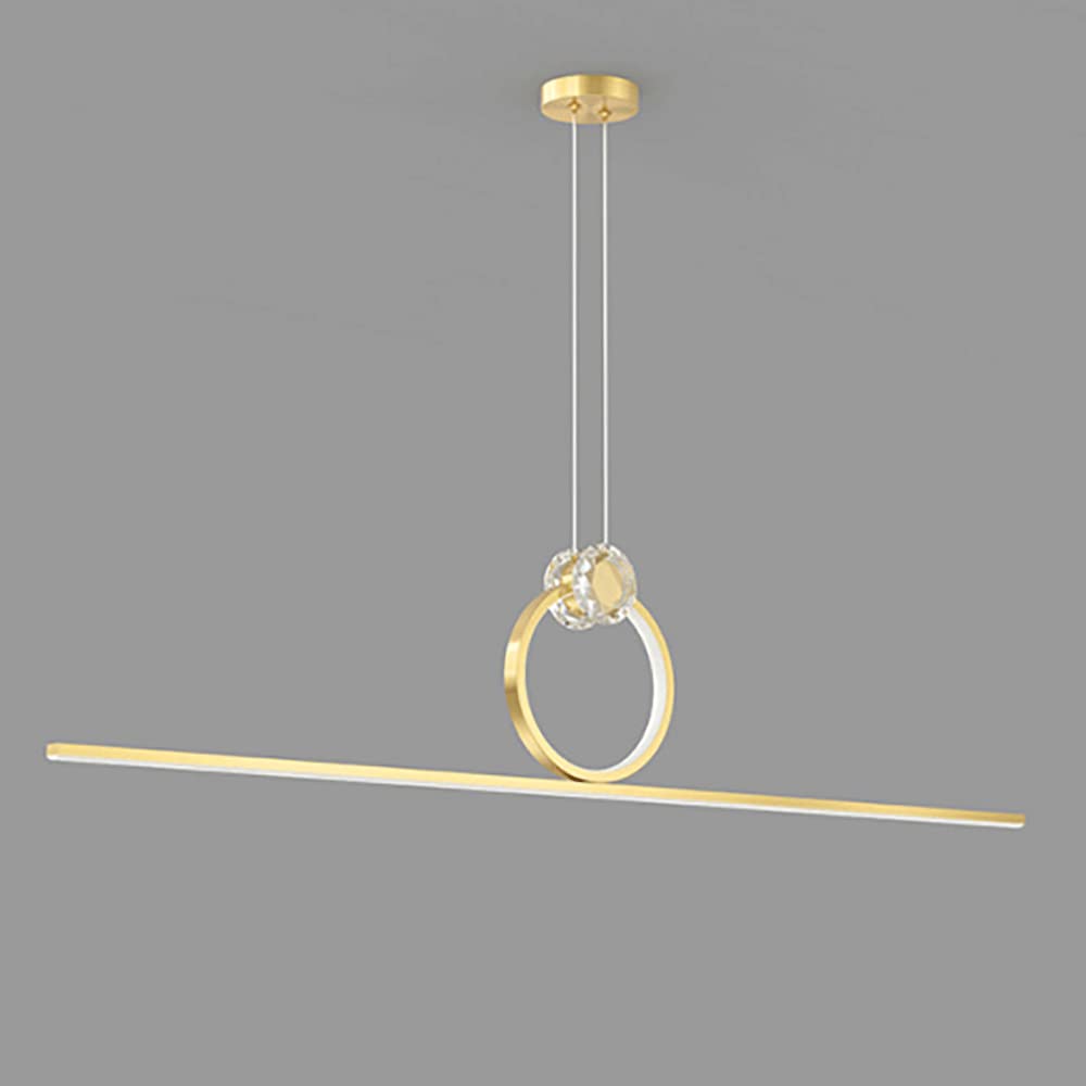 Lumière pendante de sa en laiton et anneau d'ornement, lustre géométrique haut de gamme LED