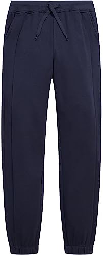 Nautica Girls' School Uniform Jogger Pants, Elastic Waistband with Drawstring Closure, Stretch Performance Fabric, Navy, 16